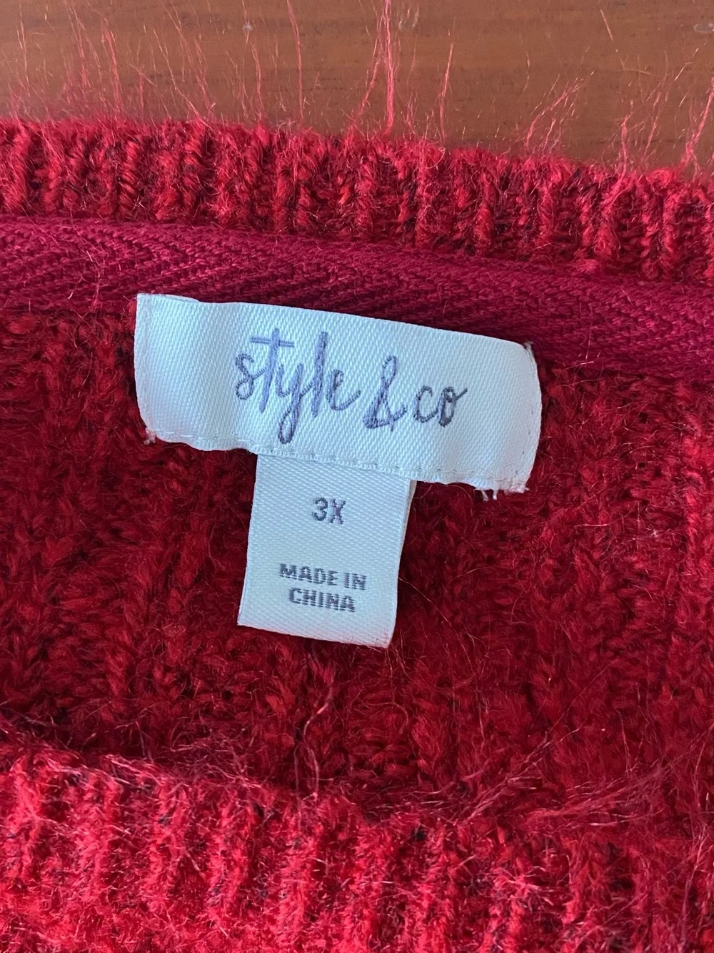 Style & Co. l Red Cozy Ribbed Knit Detail Round-Neck Long-Sleeve Sweater Sz 3X - Picture 7 of 12